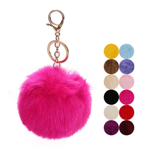 Women PomPom Keychain Faux Fur Keyring Fluffy Ball Pendant Bag Ornament Lovely