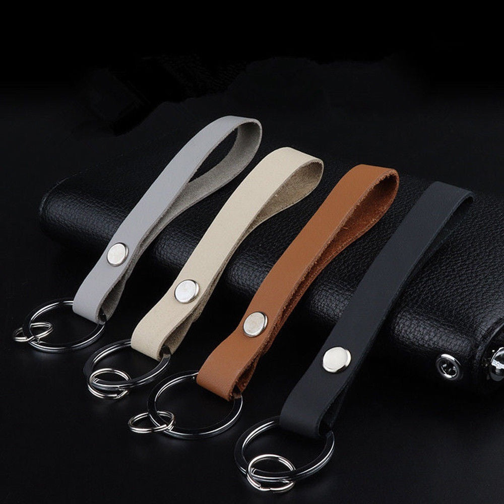 Vintage Simple Leather Car Key Chain Ring Keychain Holder Men Women