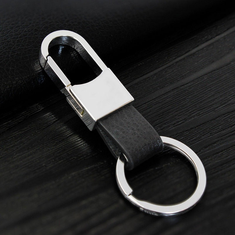 Creative Metal Leather Key Chain Ring Fob Keyfob Car Keyring Keychain Men Gift