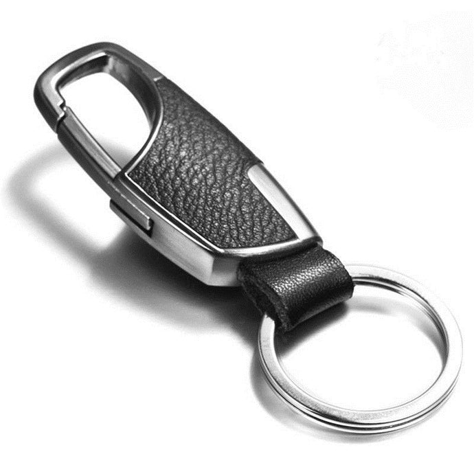 Black Creative Metal Leather Key Chain Ring Keyfob Car Keyring Keychain Gift Men