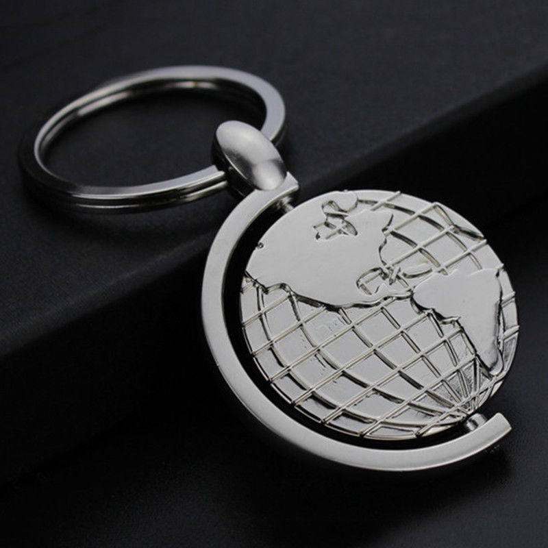 Globe Design Key Chain Keychain Keyring World Metal Key Ring Keyfob Gifts
